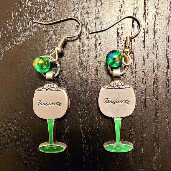 Green and Silver Cocktail Earrings - Picture 1 of 3